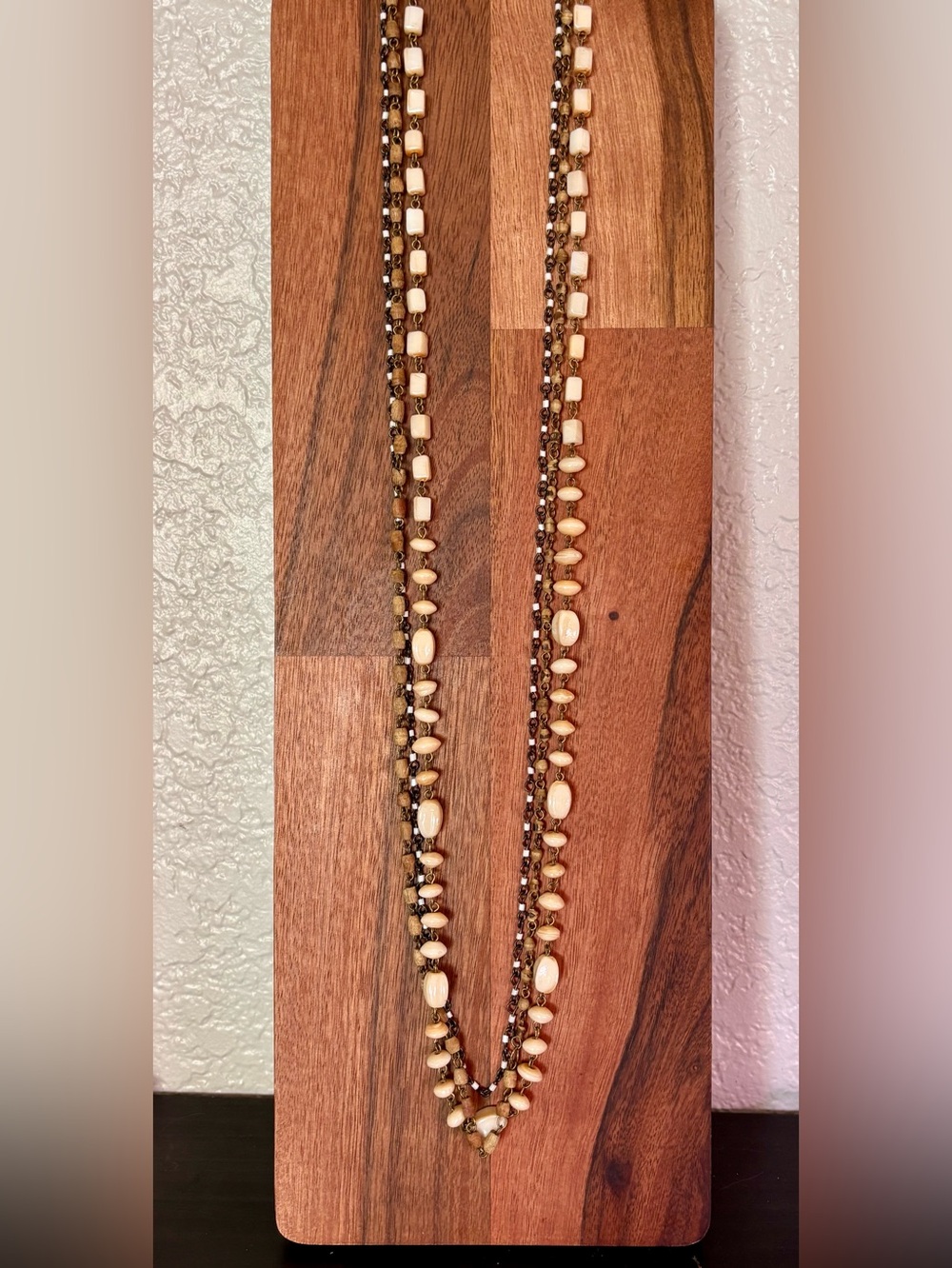 Layered Ivory Bead Long Necklace - Women Jewelry